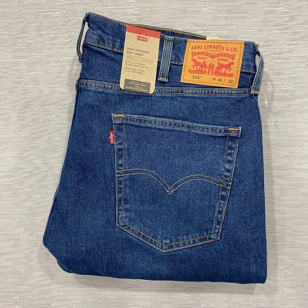 Levis 514 Jeans Mens 40 x 32 Straight Leg Regular Fit Medium Wash Denim